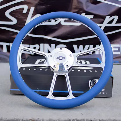 1969-1994 Impala Bel Air Caprice 14  Billet And Blue Steering Wheel Kit • $201.87