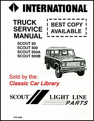 Scout 800 80 Shop Manual Service Repair International Cts Book Haynes Chilton  • $74.95