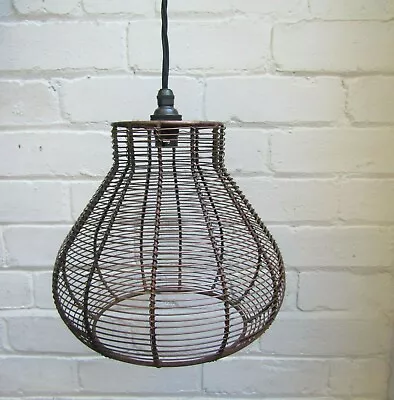 Wire Lampshade Industrial Rustic Vintage Retro Old Ceiling Pendant Light Shade • £18.99