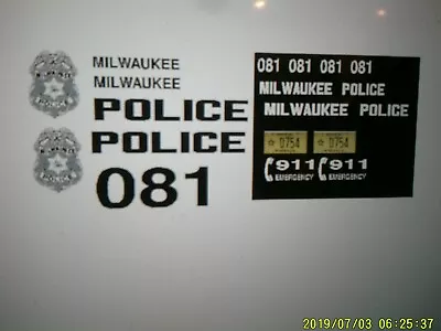 Milwaukee Wisconsin Police Patrol Car Decals 1:18 • $14.59