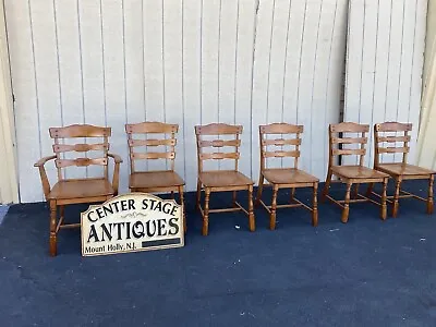 64766  Set Of 6 Solid Maple Temple Stuart Dining Chair S Chairs • $525