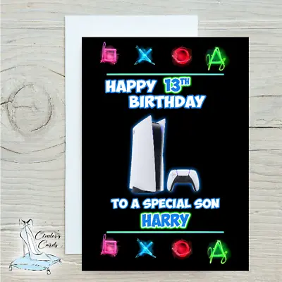 Personalised Birthday Card Playstation Ps5 Any Name/age/relation/occasion.  • £2.99