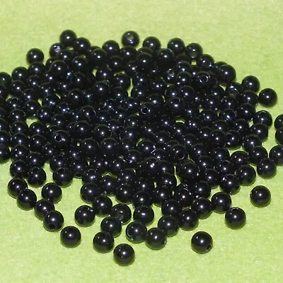 200pcs Black 6mm Beads With 2mm Hole. Ideal For Jewellery Making Beading Crafts • £2.50