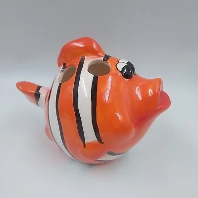 Ceramic Clown Fish Toothbrush Holder Hand Pained 4 Hole Freestanding HandPainted • £14.99