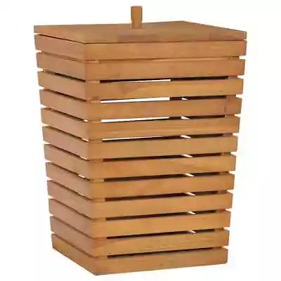 Solid Teak Wood Laundry Basket 30x30cm Wooden Bin Box Stand Planter VidaXL • $93.99