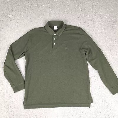 Brooks Brothers Polo Shirt Mens Large Green Performance Original Fit Long Sleeve • $23.95