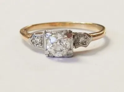 .46ct Center Mine Cut Diamond Yellow & White Gold Engagement Ring Size 8.5 • $599