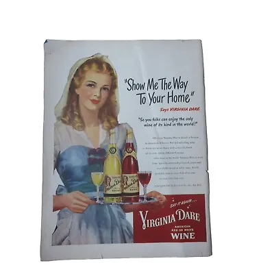 1947 Virginia Dare Wine - Show Me The Way To Your Home - Vintage Print Ad • £9.49