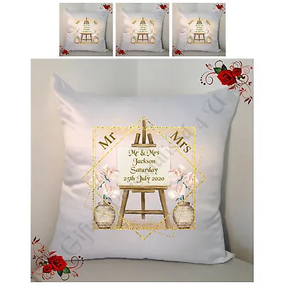 Personalised 18  Cushion  Wedding Gift  Mr & Mr / Mr & Mrs / Mrs & Mrs - Style 4 • £16.99