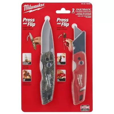 Milwaukee 48-22-1524D 2 PK FASTBACK™ Camo Folding Knife/Utility Knife Set • $24.99