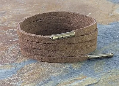 Shoelaces & Boot Laces Brown Suede 5 Mm Flat Leather • £4