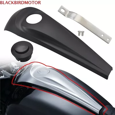 Black Smooth Dash Fuel Console & Gas Tank Cap Cover Set For Harley Touring 08-20 • $110.08