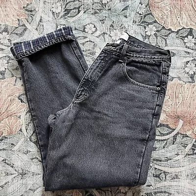 Vintage LL Bean Flannel Lined Jeans Mens 33x30 Black Denim Double L Classic Fit • $19.99
