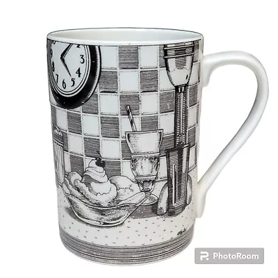 Slice Of Life Malt Shoppe Mug Marla Shega 222 Fifth Diner Black & White • $14