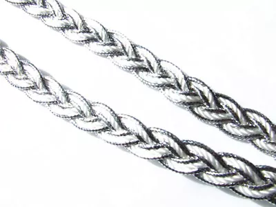 2 Metres 10 Mm Braid/Gimp Metallic Silver/White Upholstery Haberdashery Trim • £4.92