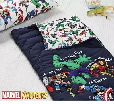 Pottery Barn Marvel Heroes Sleeping Bag Spider-Man Iron Man Black Panther #9790Y • $89.99