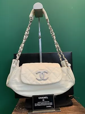 Chanel Ivory Lambskin Sensual CC Accordion Flap Bag • £1490