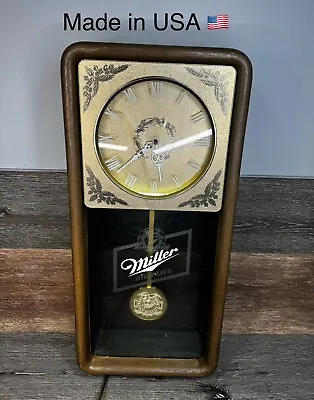 VTG Miller Lite High Life Faux Wood Frame Pendulum Electric Wall Clock 25x11” • $229