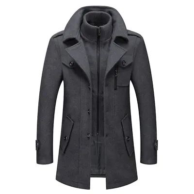 Winter New Men's Woolen Zipper Warm Cashmere Blend Coat Business Woolen Jackets  • $56.64