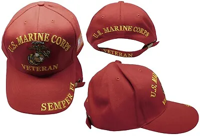 U.S Marine Corps USMC Veteran EGA Semper Fi Red Adjustable Embroidered Cap Hat • $17.76