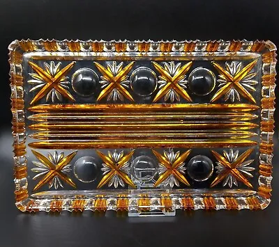 £24.95 • Buy Vintage Ernst Buder Clear Glass With Amber Dressing Table Tray No. 267 C.1960