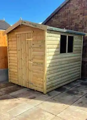 10x10 Heavy Duty 20mm Log Lap Apex Shed Treated Timber Storage Hut Tanalised • £1179