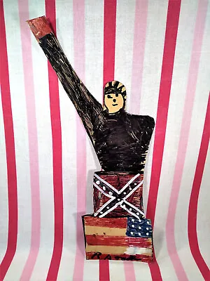 Vintage Georgia Folk Artist R.A. Miller Tin Statue Of Liberty With Flags Signed! • $185