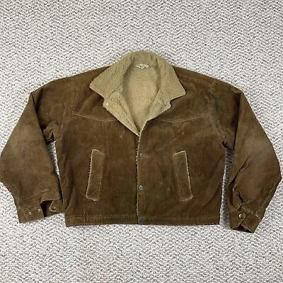 Vintage Montgomery Ward 101 Powr House Corduroy Sherpa Lined Jacket 50s 60s • $89.99