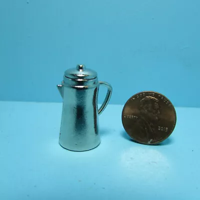 Dollhouse Miniature Metal Coffee Pot With Lid In Silver D2805 • $1.79