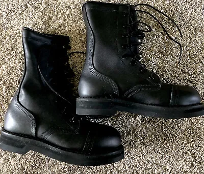 Vintage Addison Shoe Company Black Combat Boots 3.5 R militarypunkgothUSA • $29