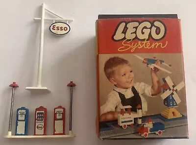 LEGO SYSTEM VINTAGE 1956 ORIGINAL PICTURE BOX SET ESSO SIGN PUMPS LIGHTS No 231 • $295