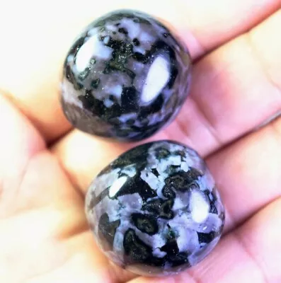 2pcs Natural Large MERLINITE Tumbled Palm Stone Magic Shaman Psilomelane Gabbro • $0.99