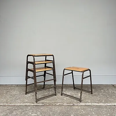 30 Available - Vintage CHAIR HEIGHT Stacking School Lab Stools - Cafe Bar • £45