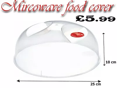 Microwave Food Plate Cover Splash Splatter Guard Vented Lid Kitchen Safe 25 Cm • £5.99