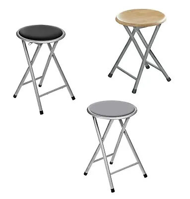 £13.88 • Buy Folding Stool Round Chair Kitchen Breakfast Bar Office Stool Silver Frame Seat 