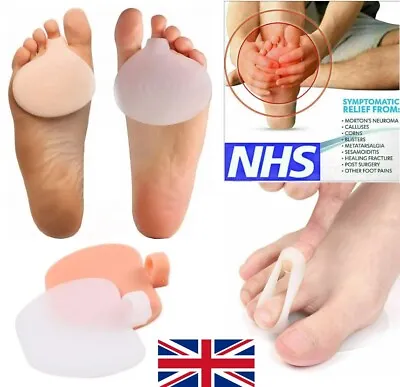 2 X Gel Metatarsal Sore Ball Foot Pain Cushions Insoles Forefoot Support Pads UK • £3.25