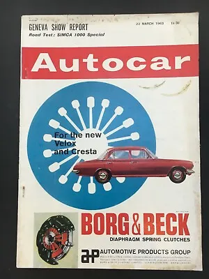 £4.99 • Buy Autocar Magazine 22 March 1963 Simca 1000