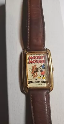 Lorus Walt Disney Mickey Mouse Steamboat Willie Watch Leather Strap • $65
