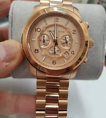 Michael Kors Runway Chronograph Rose Gold-tone Unisex Watch MK8096 • $110