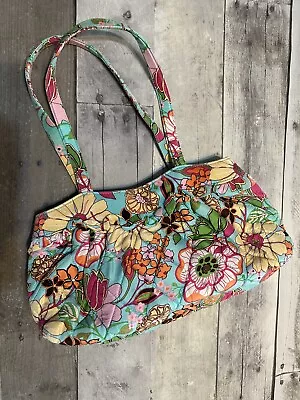 Vera Bradley Lisa B Tropical Floral Quilted Silk Handbag Purse EUC • $12.95