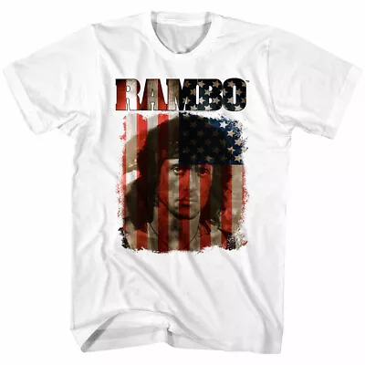 Rambo American Flag Men's T-Shirt USA Movie Sylvester Stallone First Blood Tee • $21.99