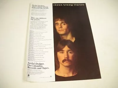 ARTFUL DODGER 1976 Original Promo Poster FLAP-AD With Tour Dates And Hype Text • $12.95