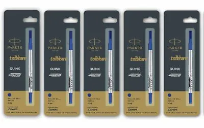 5 X Parker Quink Roller Ball Rollerball Pen Refills Blue Ink Fine Nib New Refill • $14.98