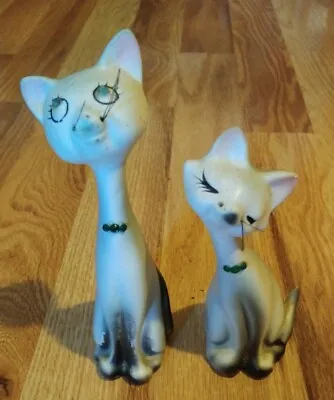 MCM Victoria Ceramics Japan Grey Siamese Cats Salt & Pepper Shakers • $15