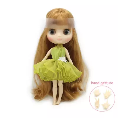 8  Blythe Doll Middie With Green Dress BJD Matte Face Beauty Hair DIY Toys Gift • $47.02