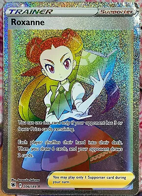 Pokemon TCG - Roxanne Rainbow Secret Rare - 206/189 - Astral Radiance *DAMAGED* • $4.79