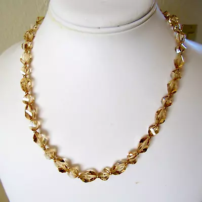 Vintage Swarovski Crystal Austria Beaded 14K Yellow Gold Necklace-14K Clasp- 18  • $95