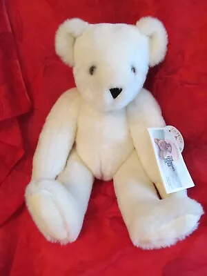 Vintage 1991 Vermont Teddy Bear Company 17  White Bear With Tags • $14.50