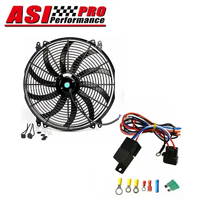 ASI 16  Universal Slim Fan Push Pull Electric Radiator Cooling 12V Mount Kit • $42.99