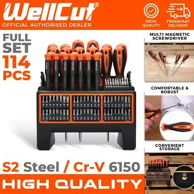 114pcs Magnetic Screwdriver Bit Set W/Wall Mount Stand Allen Keys Gifts For Man • £22.99